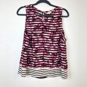 Cynthia Rowley floral striped silk tank size XL // 29